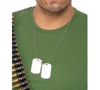 Uomo Targhette Cane Su Catena Argento Militare Scena Gioielli Accessorio Vestito