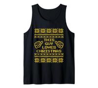 Uomo This Guy Loves Christmas Ugly Sweater Pattern Pixel Design Canotta