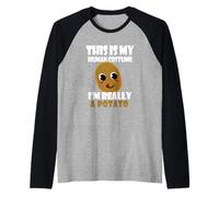 Uomo This Is My Human Costume I'm Really A Potato Funny Patate Maglia con Maniche Raglan