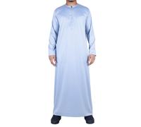 Uomo Thobe Vestaglia Raso Emirati Islamico Abbigliamento Jubba Ramadan Eid