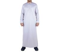 Uomo Thobe Vestaglia Raso Emirati Islamico Abbigliamento Jubba Ramadan Eid