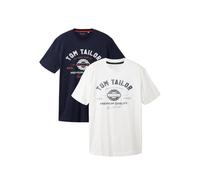 Uomo TOM TAILOR T-shirt con logo 2 pezzi confezione Set di magliette con Stampa