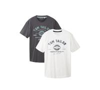 Uomo TOM TAILOR T-shirt con logo 2 pezzi confezione Set di magliette con Stampa
