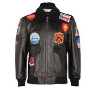 Uomo Topgun Pelle Giacca Tom Cruise Nero di Pecora Collo Maverick A2 Bombardiere