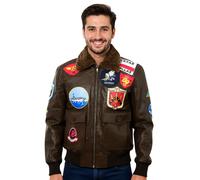 Uomo Topgun pelle Marrone Giacca Tom Cruise pelle di Pecora Collare Maverick A2