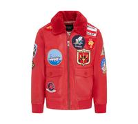 Uomo Topgun pelle Rossa Giacca Tom Cruise pelle di Pecora Collare Maverick A2