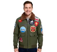 Uomo Topgun pelle Verde Giacca Tom Cruise di Pecora Collare Maverick A2 Bomber