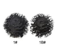 Uomo Toupet Afro Ricci Nero Umano Parrucchino Durevole Mono Pizzo Sistema AAA-1