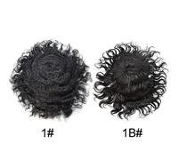 Uomo Toupet Afro Ricci Nero Umano Parrucchino Durevole Mono Pizzo Sistema AAA-1