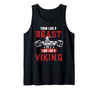 Uomo Train Like A Beast Look Like A Viking Vichinghi Bodybuilding Canotta