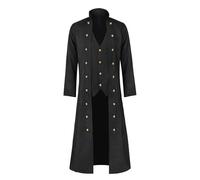 Uomo Trench Coat Autunno Inverno Caldo Lungo Di Spessore Casual Classico Slim Fit Parka Giacca Outwear Abbigliamento Vintage Epoca Rivoluzione Industriale Costumi Di Halloween, blu, S