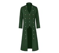 Uomo Trench Coat Autunno Inverno Caldo Lungo Di Spessore Casual Classico Slim Fit Parka Giacca Outwear Abbigliamento Vintage Epoca Rivoluzione Industriale Costumi Di Halloween, verde, S