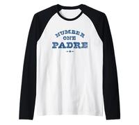 Uomo Trendy Apparel Father's Day Number One Padre Bold Text Maglia con Maniche Raglan