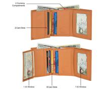 Uomo Trifold 4 Piegato Vera Pelle 2 Soldi Tasche, 2 Id Slot, 1 Sacchetto Regalo