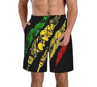 Uomo Tronchi da Surf Lion of Judah King Rasta Reggae Giamaica Roots Pantaloncini da Surfe con Tasche Costume Surf Pantaloncini Piscina Costume Piscina L