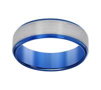 Uomo Tungsteno Blu E Grigio Passo Bordi Comfort Per 8mm Fede Nuziale Misura 7 14
