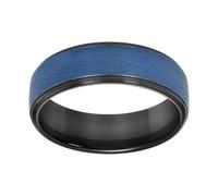 Uomo Tungsteno Blu e Nero Passo Bordi Comfort Per 8mm Fede Nuziale Misura 7 - 14