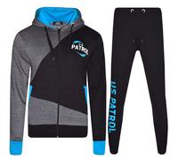 Uomo Tuta Completa Pile con Cappuccio Pantaloni da Jogging S M L XL Nero Stampa