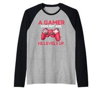 Uomo Un Giocatore Non invecchia, Sale di Livello lustiges Gaming Maglia con Maniche Raglan