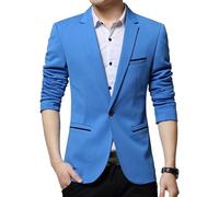 Uomo Un Pulsante Matrimonio Ufficio Cappotto Sportivo Giacca da Sposa Slim Fit Blazer Giacca leggera per gli Uomini, blu, 4XL