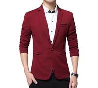 Uomo Un Pulsante Matrimonio Ufficio Cappotto Sportivo Giacca da Sposa Slim Fit Blazer Giacca leggera per gli Uomini, rosso, XXL