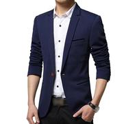 Uomo Un Pulsante Matrimonio Ufficio Cappotto Sportivo Giacca da Sposa Slim Fit Blazer Giacca leggera per gli Uomini, Blu marino, 4XL