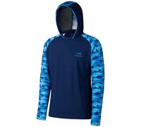 Uomo UPF 50 Performance Fishing Shirt Cooling Hoodie Camo Manica Lunga