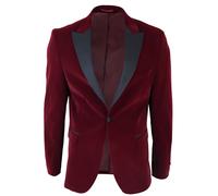 Uomo Velluto Bordeaux Smoking Suit Giacca su Misura Cena Scialle Bavero Smart