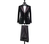 Uomo Velluto Nero Abito Designer lo Sposo Matrimonio Cena Smoking (Giacca + Pant