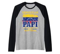 Uomo Venezuelan Dad Venezuela Bandiera Orgoglio Divertente Festa del Papà Maglia con Maniche Raglan