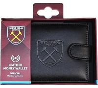 UOMO Vera Pelle Portafoglio RFID Anti Frode Soldi Denaro Id Card Impressa Crest