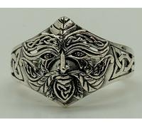 Uomo Verde 925 Anello Argento Sterling Celtico Nodo Pagano Forest Greenman Wicca