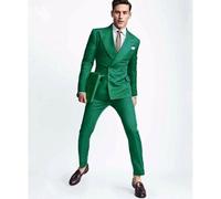 Uomo Verde Abiti Firmato Matrimonio lo Sposo Elegante Casual (Giacca+Pantaloni)