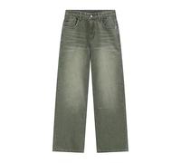 Uomo Vintage Gamba Larga Sciolto Diritto Lavato Sbiaduto Jeans Lunghi, Azzurro, XS