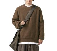 Uomo Vintage Nonno Estetico Maglioni Girocollo Maglia Felpa Pullover Y2K Grunge Abbigliamento Coreano Streetwear, Cachi, Large