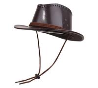 Uomo Vintage Punk Similpelle Secchio Cappello Largo con Falda Western Cowboy