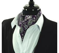 Uomo Viola Ascot Foulard Cravatta Floreale Cachemire Grigio Argento Nero Regalo