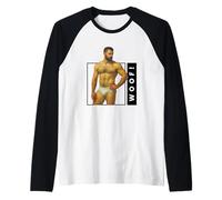 Uomo WOOF Beefcake Orso Retro Gay Pride Queer Mascolinità Arte Maglia con Maniche Raglan