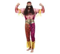 Uomo Wrestler Costume Wrestling Vestito Rétro 80s Petto Muscoloso Perfor