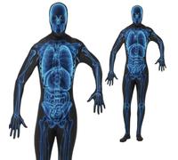 Uomo x-Ray Costume Body Seconda Pelle Spaventosa Adulto Halloween Costume Nuovo