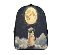 uomo zaino da viaggio sguardo luna tracolla regolabile stampato in 3d zaini 2 scomparto cane carlino grande capacità zaini scuola-16,perfetto per adulti per campeggio escursionismo