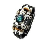 UOMSKTY Bracciale Luminoso Con 12 Segni Zodiacali Del Cancro - Bracciale Costellazione Bracciale In Pelle Intrecciata Astrologia, Bracciale In Pelle Multistrato Punk Da Uomo E Da Donna, 17,5,20,5 Cm