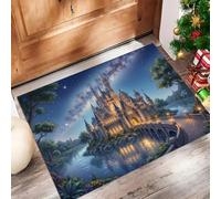 UOMSKTY Cielo Stellato Sopra Il Lago Del Castello.Zerbino Ingresso Antiscivolo45 X 75 Cm Blu Cobalto Assorbente · Lavabile In Lavatrice Antiscivolo Zerbino Ingresso Esterno Personalizzato