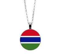UOMSKTY Collana Con Ciondolo Modello Bandiera Gambia - Serie Bandiera Mondiale Collana Con Catena In Pietra Clavicola Con Fascino Patriottico Coppia Di Gioielli Per Uomo Donna,White,45+5Cm