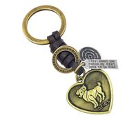 UOMSKTY Portachiavi Costellazione Dell'Ariete Per Donna Uomo,Portachiavi Creativo Zodiaco Portachiavi Vintage A Forma Di Cuore Intrecciato A Mano,Novità Portachiavi Costellazione Accessori,10 Cm