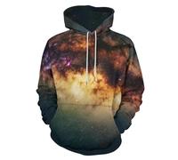 UOMSKTY Spazio Nebulosa Manica Lunga Hoodie, Natura Via Lattea Casual Streetwear Hooded Pullover con Tasche per Abiti Autunno Inverno L
