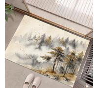 UOMSKTY Stile Pittura A Inchiostrozerbino D'Ingresso Interno50 X 80 Cm,Pini, Nuvole E Nebbiatappeto Antiscivoloo Antiscivolo Lavabile In Lavatrice, Per Cucina, Cane, Porta E Corridoio