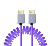 Uonecn Cavo HDMI a spirale 2.1 per fotocamera Atomos Ninja V, per Portkeys BM5, 48 Gbps 8K, cavo a spirale HDMI intrecciato viola per fotocamera, per Sony A7iv, Z-CAM F6, Z-Cam E2 Pro (30,5 - 50 cm)