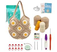 Uongeod Kit all'uncinetto per principianti Daisy Tote Bag Kit fai da te a maglia di Daisy Tote Bag con tutorial video passo passo Kit all'uncinetto per principianti per adulti e bambini