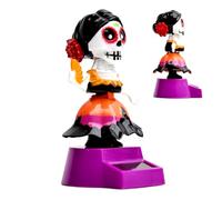 Uonguon Bobbles Head Skull, ornamento a forma di testa oscillante a energia solare, bambola scheletro da 6 cm, squisita statuetta da scrivania, regalo divertente per amici, adulti, colleghi e amanti
